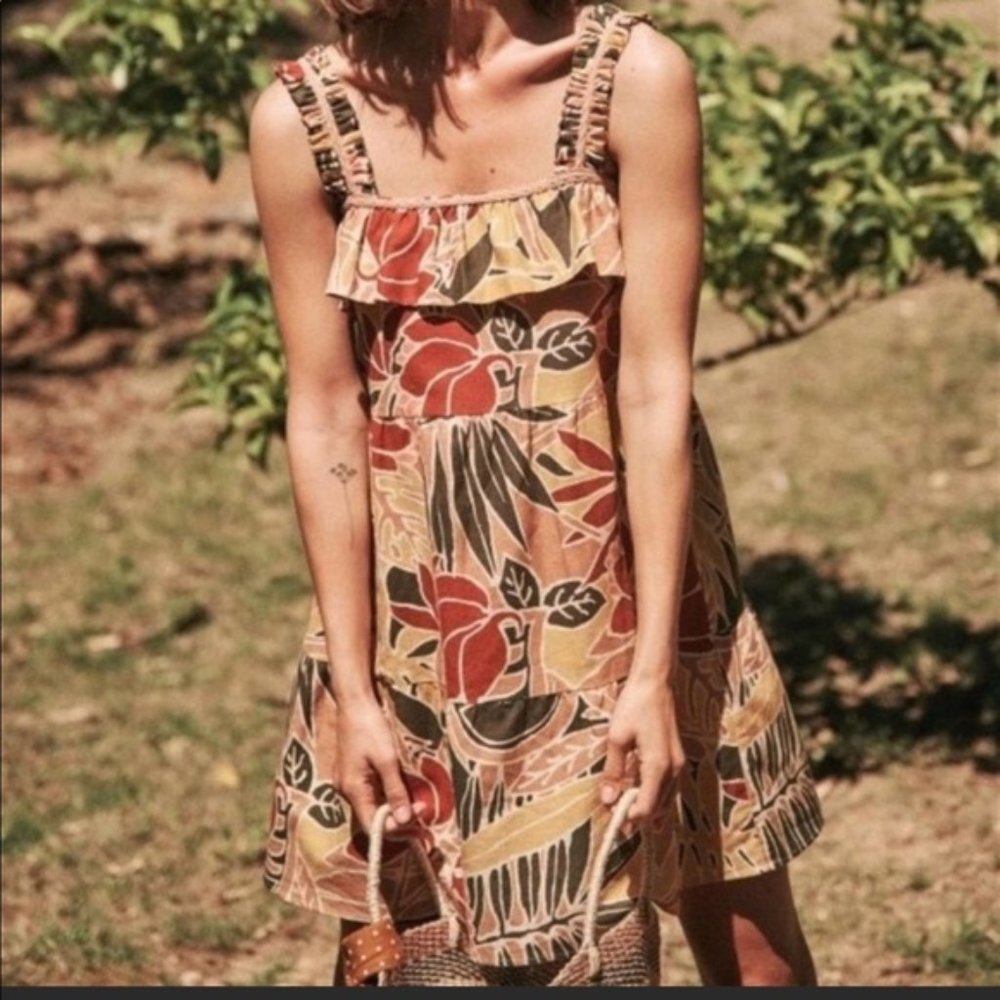 Sezane Vicky Leaves Fily Dress 6 EUC